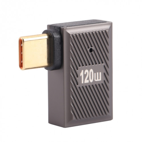 Adaptateur de charge USB-C/Type-C mâle vers USB femelle 10 Gbit/s, courbure latérale à 90 degrés (Gun Metal) SH04GM1266-07