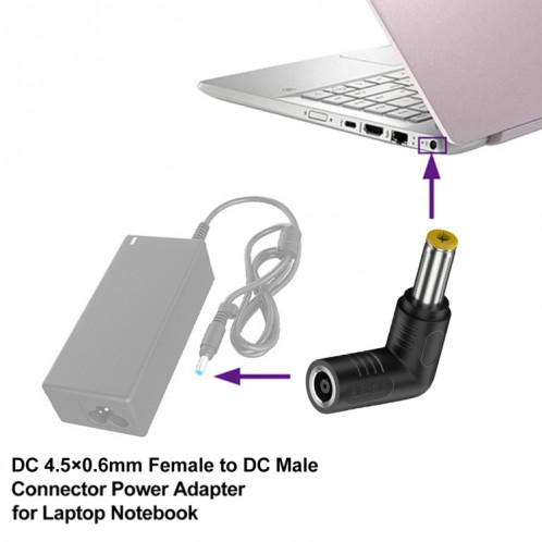 Adaptateur d'alimentation pour ordinateur portable, connecteur DC 4506 femelle vers DC 5525 mâle SH26081602-04