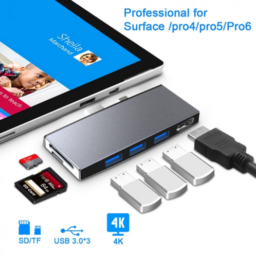 Adaptateur Rocketek SUR758 6 en 1 USB 3.0 / 4K HDMI / SD / TF HUB SR2618511-07