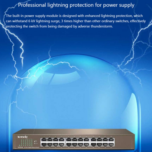 Tenda TEG1024D Desktop v7.0 commutateur Ethernet Gigabit 24 ports 6KV protection contre la foudre ST2625702-06