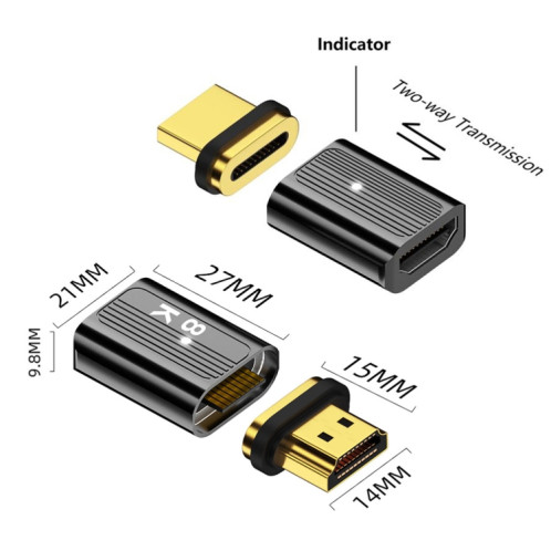 Adaptateur HDMI femelle vers DP mâle 8K 60 Hz (Gun Metal) SH44GM1998-07