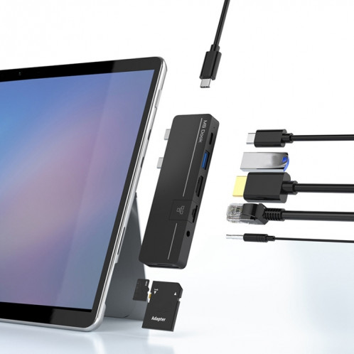 Rocketek SHX6 Multifonctionnel Double Ports Type-C Expansion Dock HUB Adaptateur avec LAN SR2735961-07