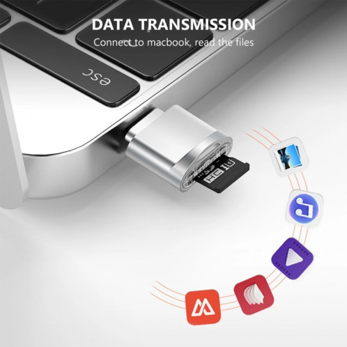 Adaptateur de lecteur USB-C / Type-C 3.1 vers carte Micro SD (carte TF) (argent) SH860S1814-07