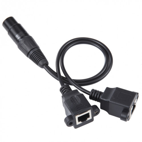 Câble d'extension réseau Ethernet LAN 3 broches XLR femelle vers 2 x RJ45 femelle, longueur du câble : 30 cm (noir) SH875B618-06