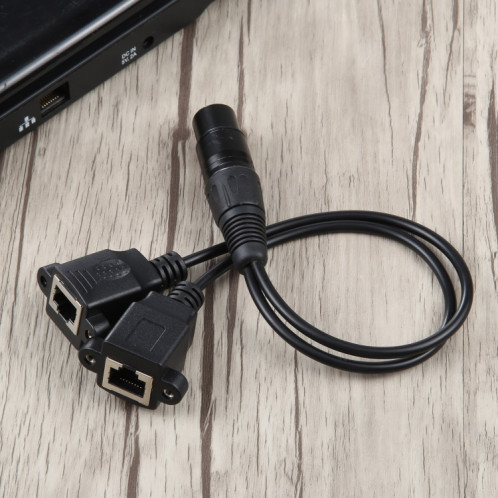 Câble d'extension réseau Ethernet LAN 3 broches XLR femelle vers 2 x RJ45 femelle, longueur du câble : 30 cm (noir) SH875B618-06