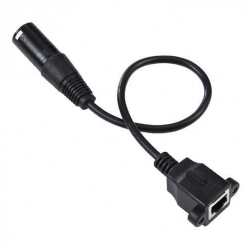 Câble d'extension réseau Ethernet LAN XLR mâle à RJ45 femelle 3 broches, longueur du câble : 30 cm (noir) SH876B326-06
