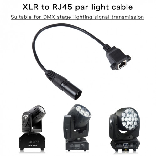Câble d'extension réseau Ethernet LAN XLR mâle à RJ45 femelle 3 broches, longueur du câble : 30 cm (noir) SH876B326-06