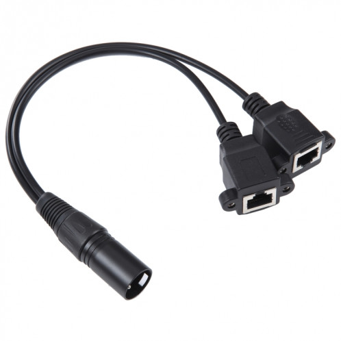 Câble d'extension réseau Ethernet LAN 3 broches XLR mâle vers 2 x RJ45 femelle, longueur du câble : 30 cm (noir) SH877B1837-06