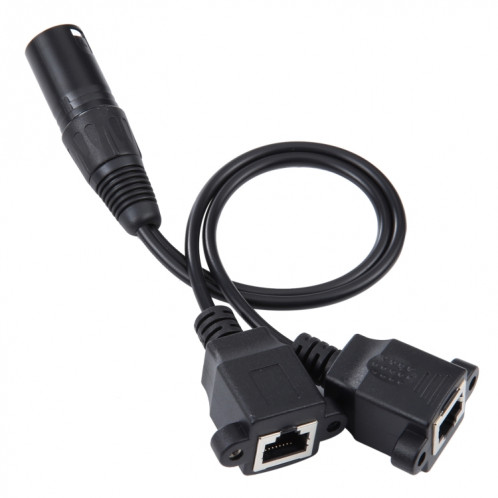 Câble d'extension réseau Ethernet LAN 3 broches XLR mâle vers 2 x RJ45 femelle, longueur du câble : 30 cm (noir) SH877B1837-06