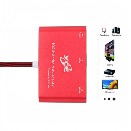 Adaptateur AV multiport USB-C / Type-C vers VGA / HDMI / Audio pour IOS et Android SH2883737-06