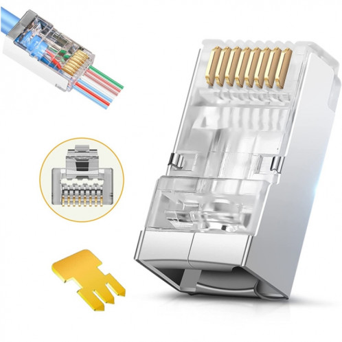 100pcs Cat6e blindé passe à travers la prise modulaire du connecteur RJ45 SH2999296-08