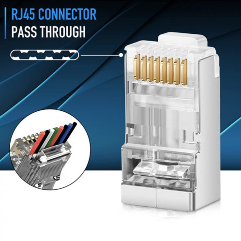 100pcs Cat6e blindé passe à travers la prise modulaire du connecteur RJ45 SH2999296-08