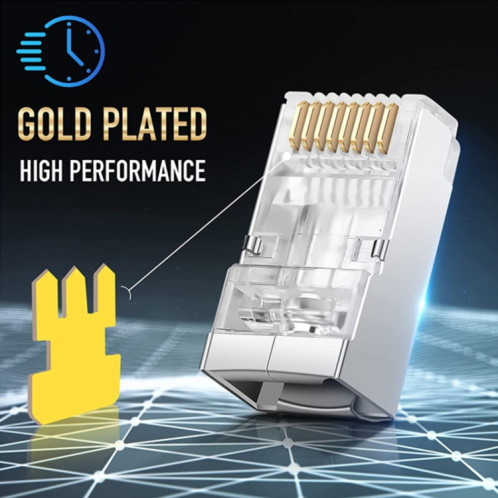 100pcs Cat6e blindé passe à travers la prise modulaire du connecteur RJ45 SH2999296-08