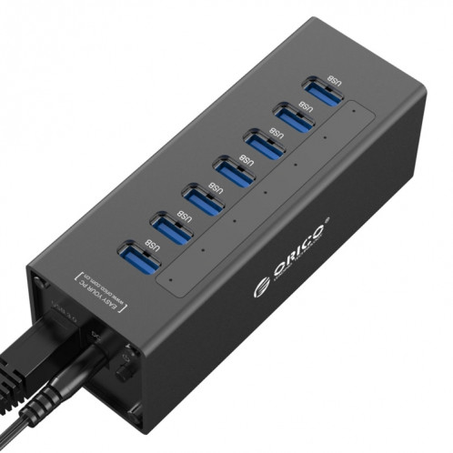 ORICO A3H7 Aluminium Haute Vitesse 7 Ports USB 3.0 HUB avec Alimentation 12V / 2.5A pour Ordinateurs Portables (Noir) SO013B191-010