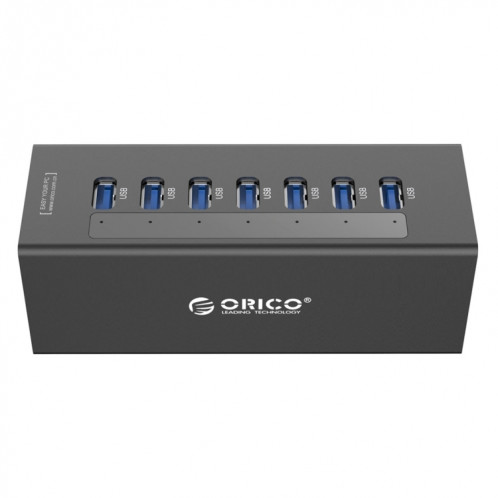 ORICO A3H7 Aluminium Haute Vitesse 7 Ports USB 3.0 HUB avec Alimentation 12V / 2.5A pour Ordinateurs Portables (Noir) SO013B191-010
