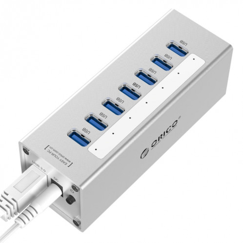 ORICO A3H7 Aluminium Haute Vitesse 7 Ports USB 3.0 HUB avec Alimentation 12V / 2.5A pour Ordinateurs Portables (Argent) SO013S1357-010