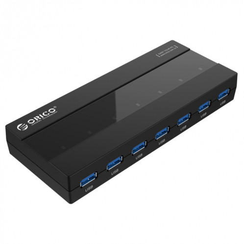 ORICO H727RK-U3 ABS Haute Vitesse 7 Ports USB 3.0 HUB avec 12V Adaptateur Secteur pour Ordinateurs Portables / Smartphones (Noir) SO015B394-012