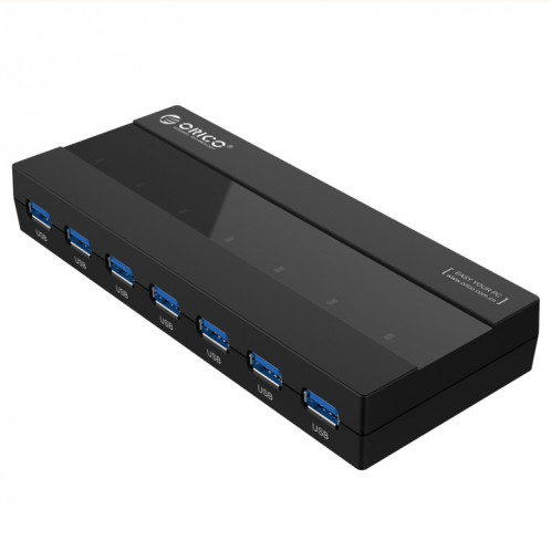 ORICO H727RK-U3 ABS Haute Vitesse 7 Ports USB 3.0 HUB avec 12V Adaptateur Secteur pour Ordinateurs Portables / Smartphones (Noir) SO015B394-012