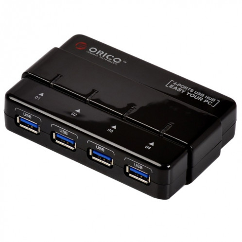 ORICO H4928-U3 ABS Haute Vitesse 4 Ports USB 3.0 HUB avec 12 V Alimentation Adaptateur pour Smartphones / Tablettes (Noir) SO016B1197-07
