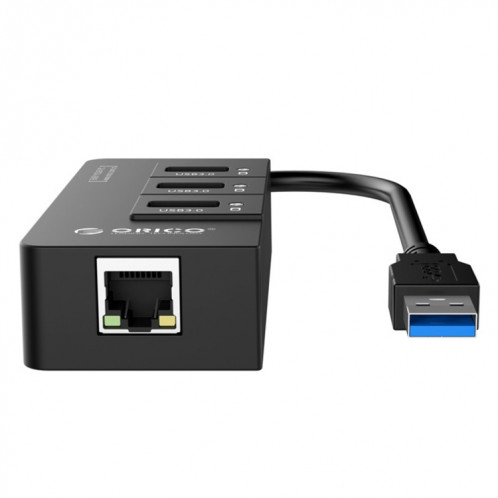 ORICO HR01-U3 ABS 3 ports USB3.0 HUB Splitter avec RJ45 Gigabit Ethernet Carte réseau externe 5 Gbps pour ordinateurs portables / Desktop / Ultrabook etc. (Noir) SO019B1448-09