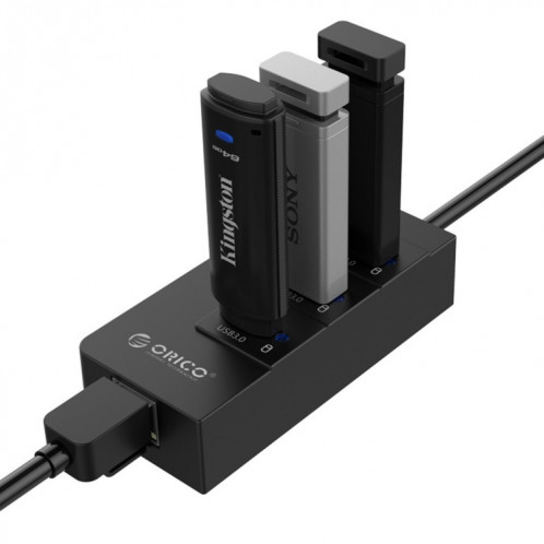 ORICO HR01-U3 ABS 3 ports USB3.0 HUB Splitter avec RJ45 Gigabit Ethernet Carte réseau externe 5 Gbps pour ordinateurs portables / Desktop / Ultrabook etc. (Noir) SO019B1448-09