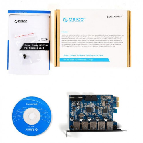 ORICO PVU3-5O2I USB3.0 * 5 + 20Pin Slot * 1 carte PCI Express pour ordinateur de bureau, transmission de données 5Gbps Superspeed (noir) SO022B809-08