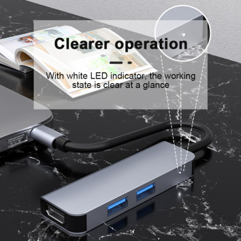 2011N 3 en 1 USB 3.0 x2 + HDMI Station d'accueil multifonction de type C / USB-C HUB SH30431424-08