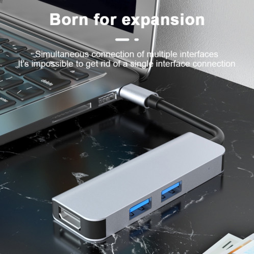 2011N 3 en 1 USB 3.0 x2 + HDMI Station d'accueil multifonction de type C / USB-C HUB SH30431424-08