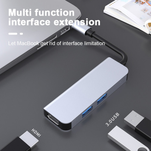 2011N 3 en 1 USB 3.0 x2 + HDMI Station d'accueil multifonction de type C / USB-C HUB SH30431424-08