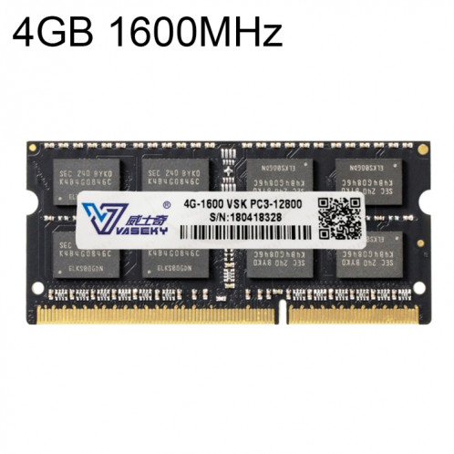 Module de mémoire vive Vaseky 4GB 1600MHz PC3-12800 DDR3 pour ordinateur portable SV3052650-03