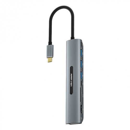 V216 9 en 1 USB-C / TYPE-C à PD + 3 x USB 3.0 + USB-C / TYPE-C + SD + TF + HDMI + HUB Adaptateur de moyeu VGA SH30891583-04