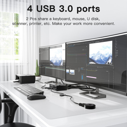 KC-KVM202AS 4K 60HZ USB3.0 HDMI double affichage KVM commutateur prise en charge de l'écran de verrouillage analogique EDID SH3091659-09