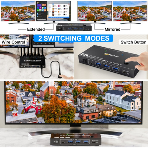 KC-KVM212DH 4K 60HZ USB3.0 DP commutateur KVM double affichage avec réplication d'extension double écran MST SH30921764-08