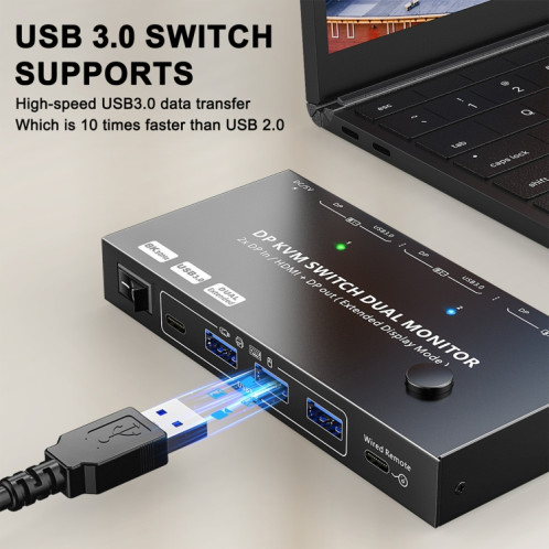 KC-KVM212DH 4K 60HZ USB3.0 DP commutateur KVM double affichage avec réplication d'extension double écran MST SH30921764-08