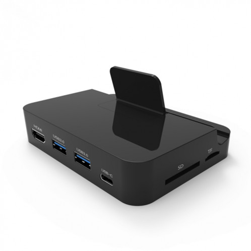 9138 6 en 1 USB-C / TYPE-C à 4K HDMI + 2 x USB 3.0 + Type-C + SD / TF Lecteur de carte Mouvoir multifonctionnel hub station d'accueil avec support (noir) SH142B731-06