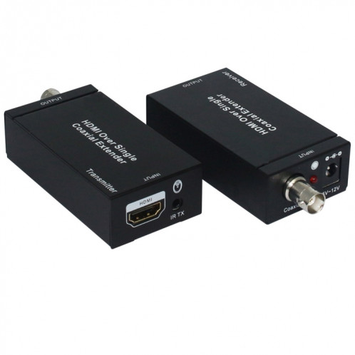 NK-C100IR 1080P HDMI Extendeur Coaxial Simple (Émetteur + Récepteur) avec Câble Coaxial IR, Portée du Signal jusqu'à 100m (Noir) SH421B1803-07