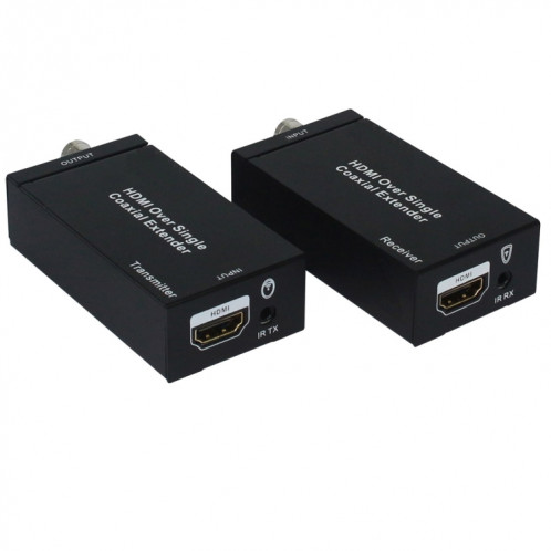 NK-C100IR 1080P HDMI Extendeur Coaxial Simple (Émetteur + Récepteur) avec Câble Coaxial IR, Portée du Signal jusqu'à 100m (Noir) SH421B1803-07