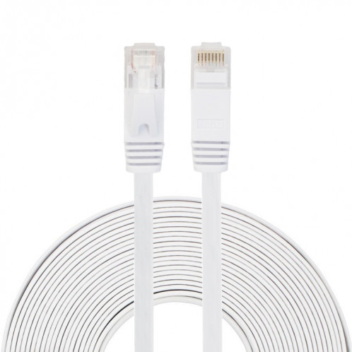 Câble LAN réseau Ethernet plat ultra plat 10m CAT6, cordon RJ45 (blanc) S1468W1656-06