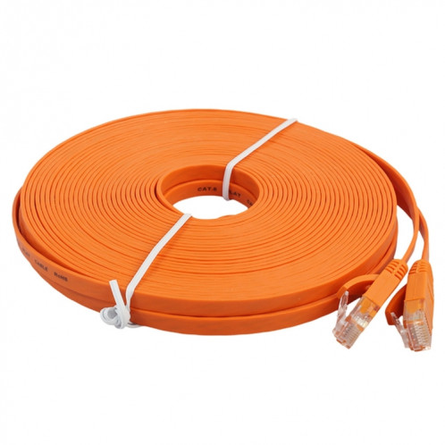 Câble réseau LAN plat Ethernet ultra-plat 15m CAT6, cordon de raccordement RJ45 (orange) S1469E1163-06