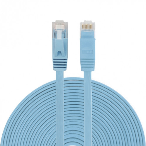 Câble réseau LAN plat Ethernet ultra-plat 15m CAT6, cordon de raccordement RJ45 (bleu) S1469L127-06