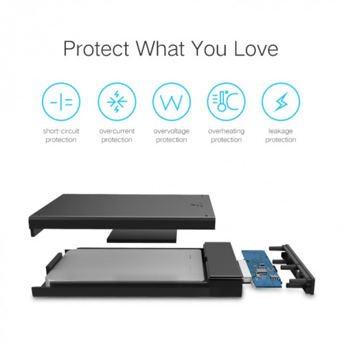 UGREEN US221 HDD Enclosure 2.5 pouces SATA vers USB 3.0 SSD Adaptateur Disque dur Boîtier Disque dur externe, Support UASP Protocol, Câble USB fixe SU512A1047-014