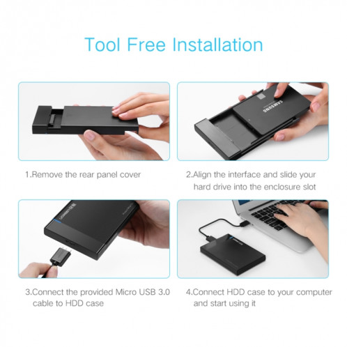 UGREEN US221 HDD Enclosure 2.5 pouces SATA vers USB 3.0 SSD Adaptateur Disque dur Boîtier Disque dur externe, Support UASP Protocol, Câble USB fixe SU512A1047-014