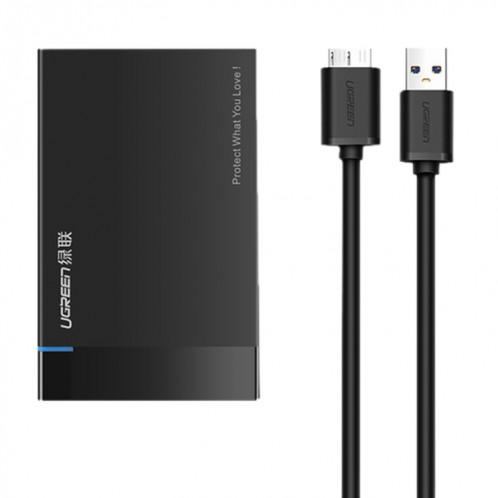 UGREEN US221 Boîtier HDD 2.5 pouces SATA vers USB 3.0 SSD Adaptateur Disque dur Boîtier Disque dur externe, Support UASP Protocol, Câble USB amovible SU512B1499-014