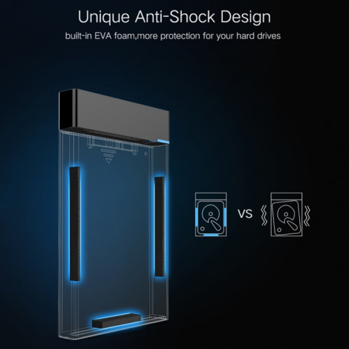 UGREEN US221 Boîtier HDD 2.5 pouces SATA vers USB 3.0 SSD Adaptateur Disque dur Boîtier Disque dur externe, Support UASP Protocol, Câble USB amovible SU512B1499-014