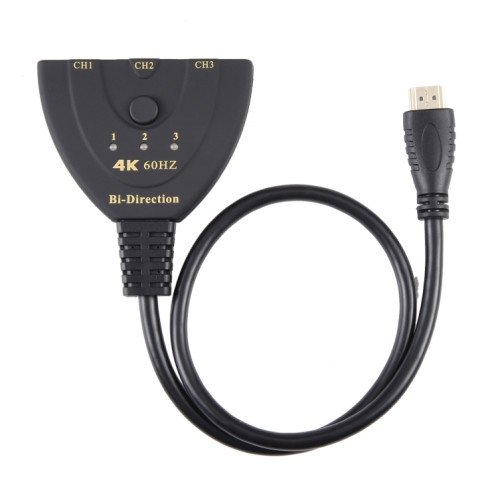 Sélecteur bidirectionnel HDMI 3 x 1 4K 60 Hz avec câble HDMI Pigtail SH3519861-07