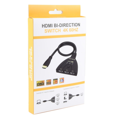 Sélecteur bidirectionnel HDMI 3 x 1 4K 60 Hz avec câble HDMI Pigtail SH3519861-07