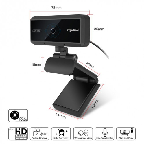 Webcam vidéo à mise au point automatique HD 5,0 mégapixels 1080P HD SH3661991-013