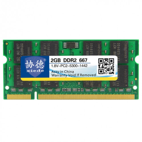 XIEDE X025 DDR2 667 MHz 2 Go Module de mémoire RAM à compatibilité totale avec ordinateur portable SX37701936-07