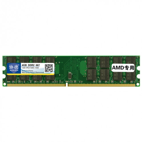 XIEDE X018 DDR2 667 MHz, 4 Go, module général de mémoire RAM AMD spéciale pour PC de bureau SX37851273-07