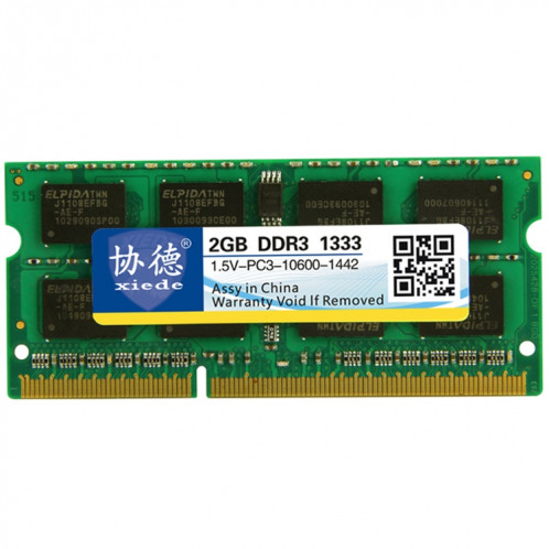 XIEDE X042 DDR3 1333 MHz 2GB 1.5V Module de mémoire RAM à compatibilité totale pour ordinateur portable SX37931949-06